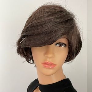 NWT 9” dark brown wig natural puff volume top layer messy crown side chocolate